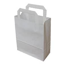 sac papier kraft poignées plates blanc uni