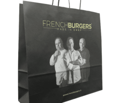 sac papier personnalisé french burger avec des poignées torsadées