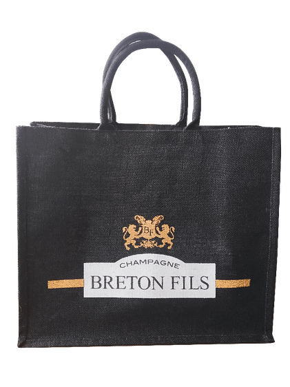 sac toile de jute personnalisé pour les champagne Breton Fils